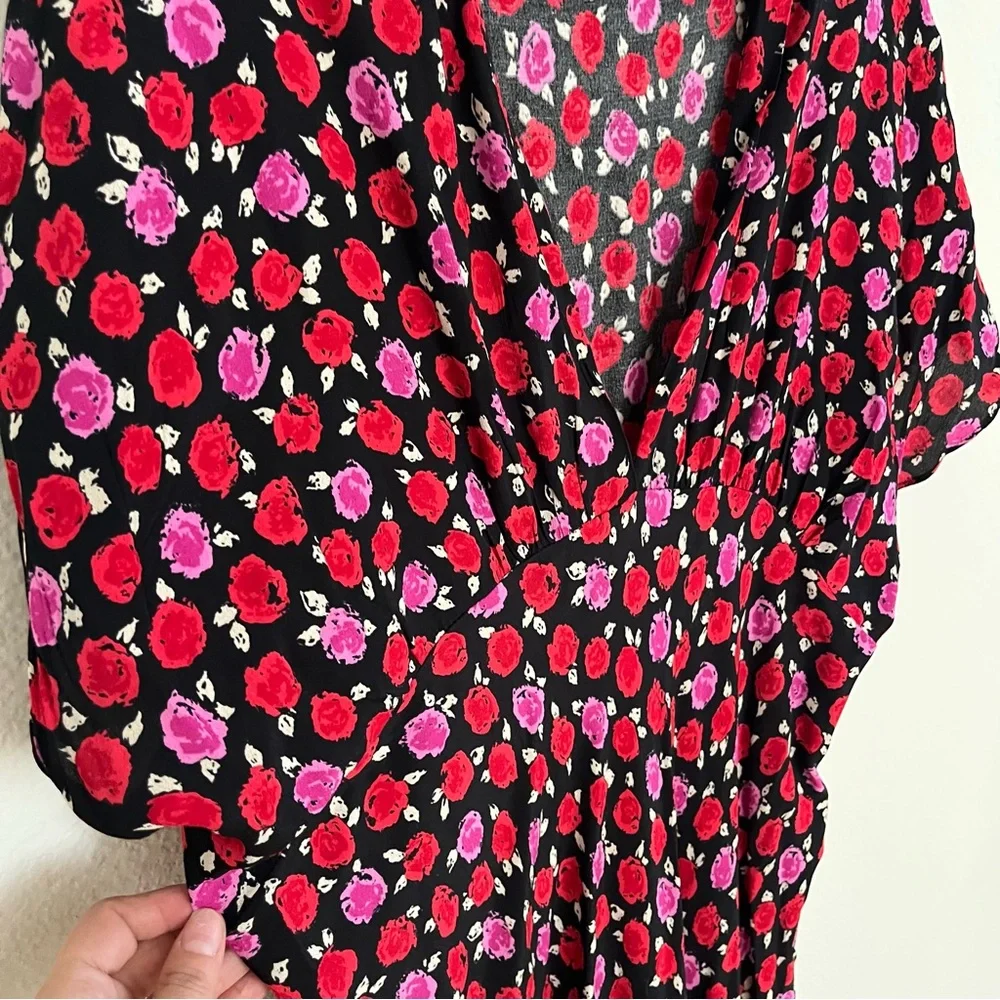 Zara Red Pink Floral Maxi Dress Romantic Cottagecore Boho Spring Whimsigoth - Picture 12 of 14